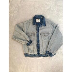 Levi's About Face Trucker Jacket Men Small Blue Logo Denim Cotton Made & Crafted